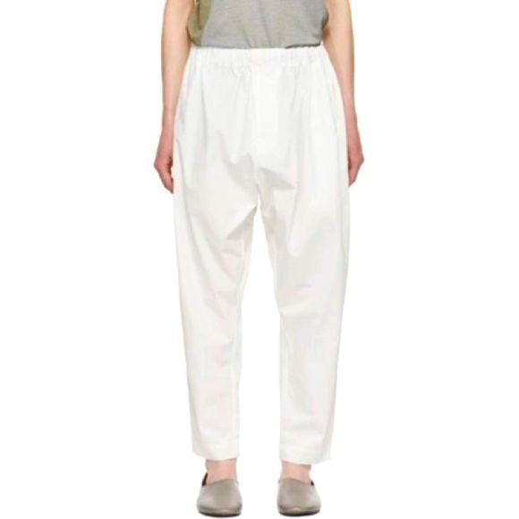 Studio Nicholson Unisex White Drop Board Trousers in Ivory - Picture 1 of 8